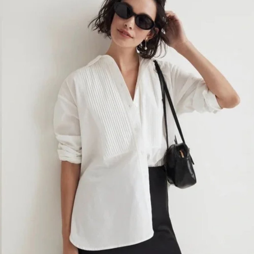 Madewell Poplin Oversized Tuxedo Shirt Sz M